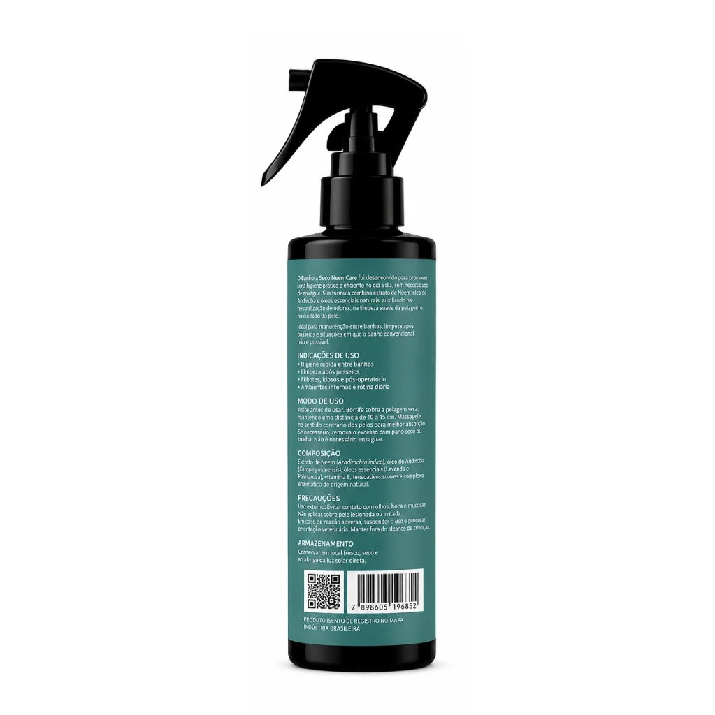 Banho a Seco para Cães e Gatos com Extrato de Neem | Higiene prática com neutralização de odores