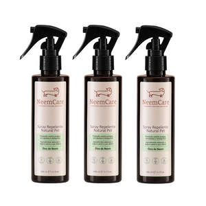 Kit Triplo Repelente NeemCare – Proteção Natural contra Pulgas Carrapatos e Mosquitos para Pets