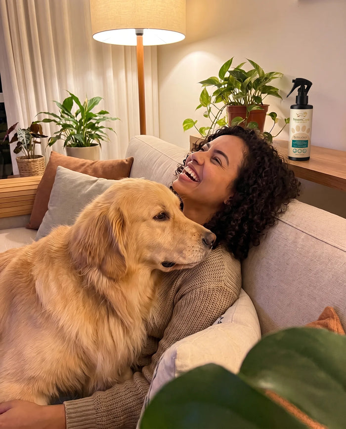 Cliente real com Banho a Seco para Cães e Gatos com Extrato de Neem | Higiene prática com neutralização de odores