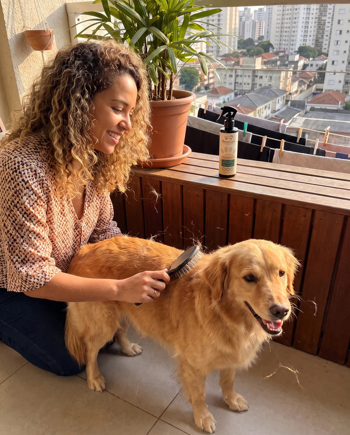 Cliente real com Banho a Seco para Cães e Gatos com Extrato de Neem | Higiene prática com neutralização de odores