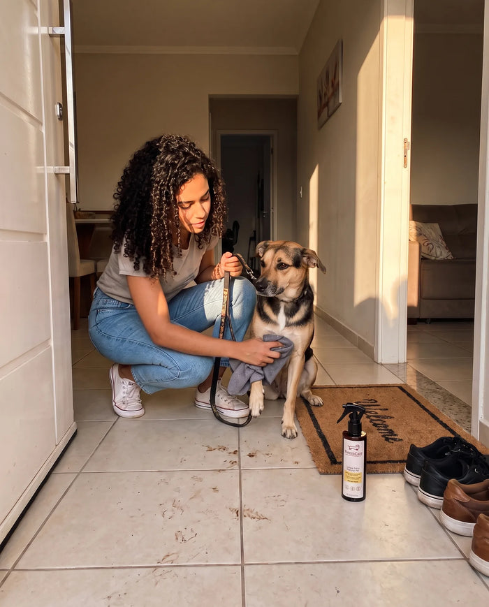 Cliente real com Limpa Patas Natural para Cães e Gatos com Óleo de Neem | NeemCare