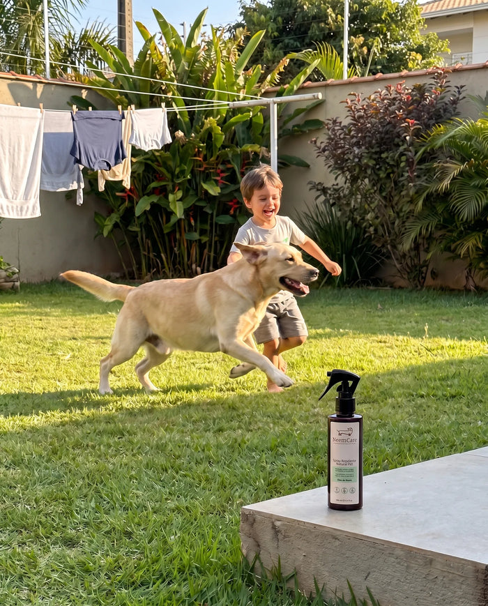 Cliente real com Repelente Natural para Cães e Gatos com Óleo de Neem | Proteção Contra Pulgas e Carrapatos