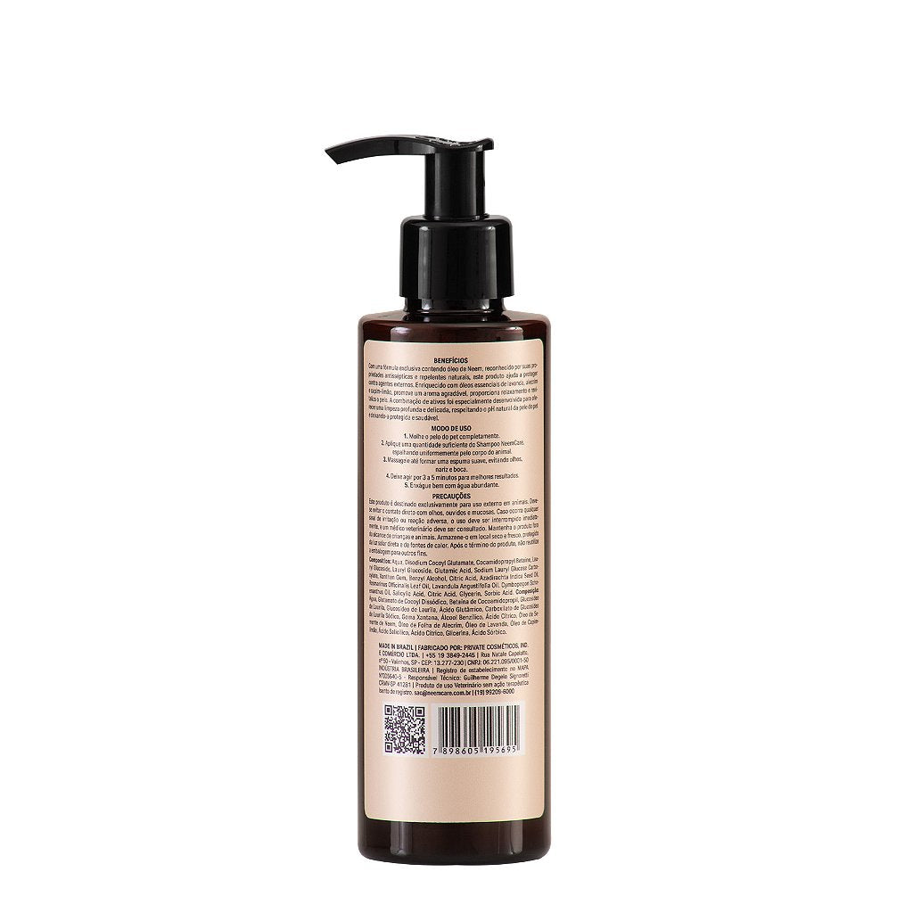 Shampoo Natural para Cães e Gatos com Óleo de Neem